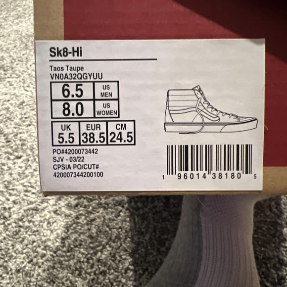 Womens size 8 / men’s size 6.5 taupe vans NEW - Picture 3 of 7